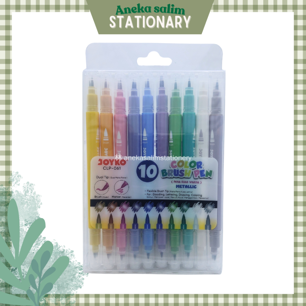 

Anekasalim - Color Brush Pen 10 warna Pena Kuas Warna Joyko CLP-061 Metallic Dual Tip