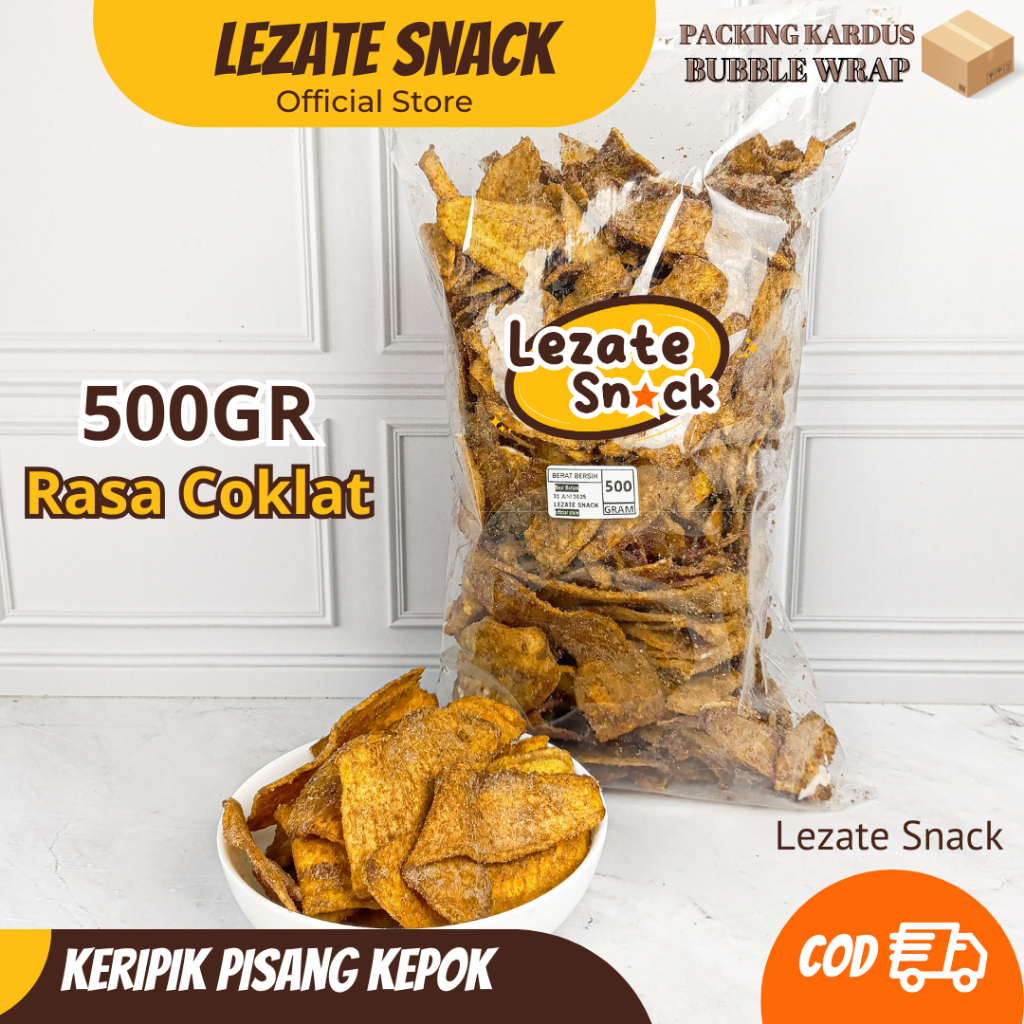 

Kripik Pisang Coklat Kepok 500gr Kiloan Murah /Kripik Pisang Coklat Kepok Manis Khas Lampung Tipis Keripik Pisang Madu Pisang Asin