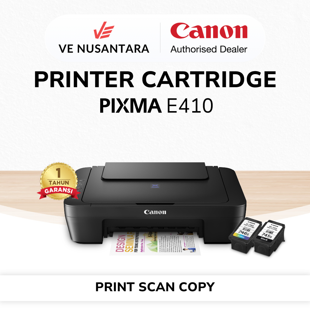 Printer Inkjet CANON PIXMA E410 - Print Scan Copy - Printer Cartridge Efisien Tinta Multifungsi -