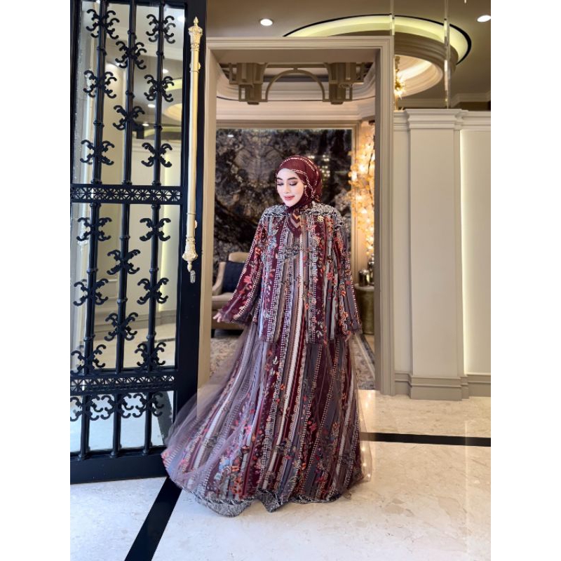 dress ceruty print tile rompi Shella saukia