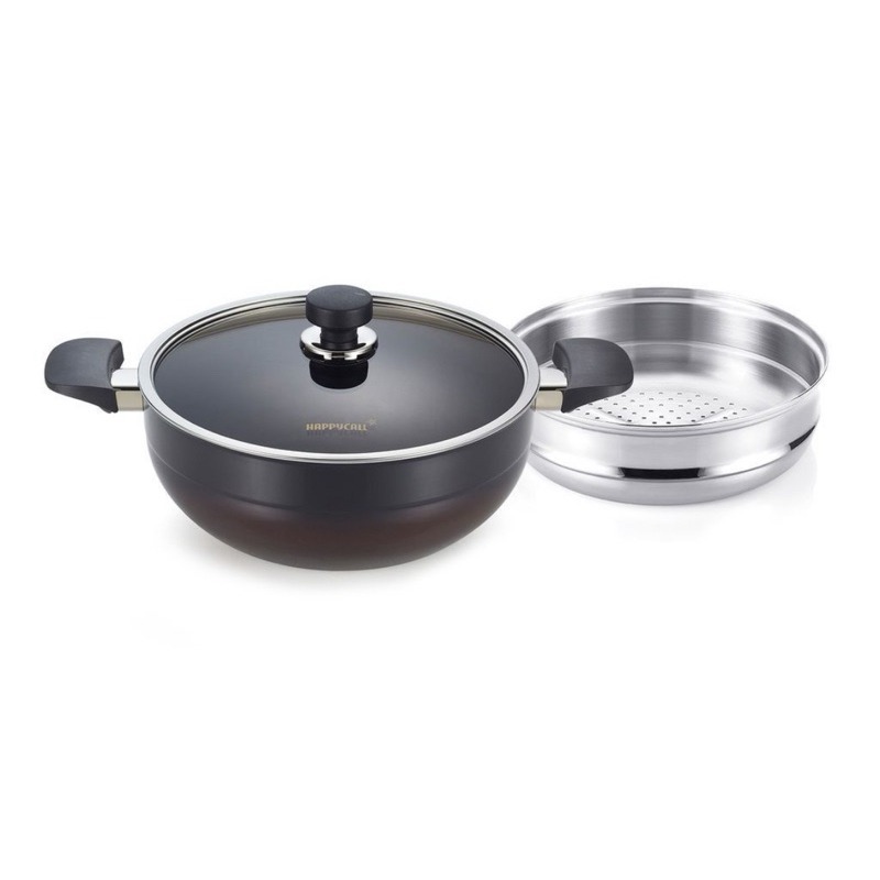 Happycall Ultimate IH Plasma Titanium Die Cast Pasty Wok + Steamer 28 cm