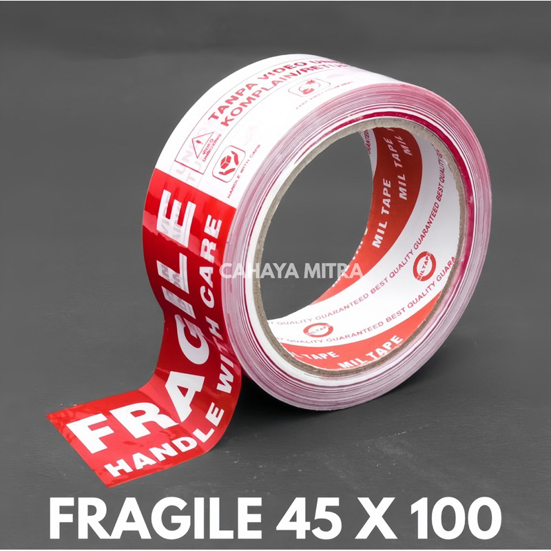 

Lakban Fragile Handle With Care Miltape 90 yard x 45 mm Video Unboxing Isolasi Plastik Merah Murah Lakban Miltape Fragile