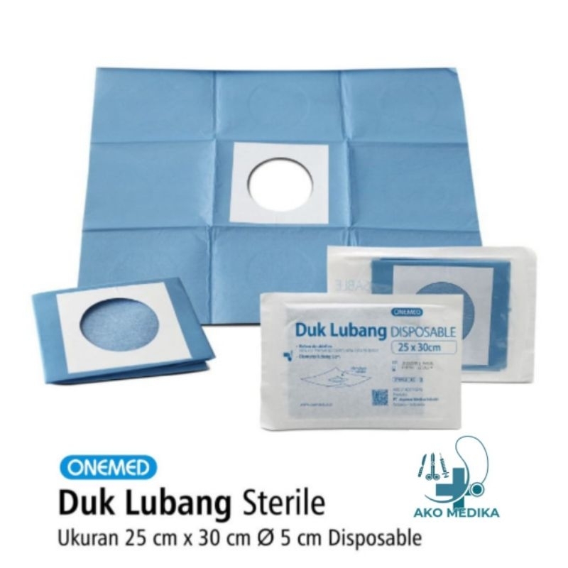Duk Lubang Steril 25cm x 30cm Onemed / Duk Bolong Steril Untuk Tindakan Khitan Sunat