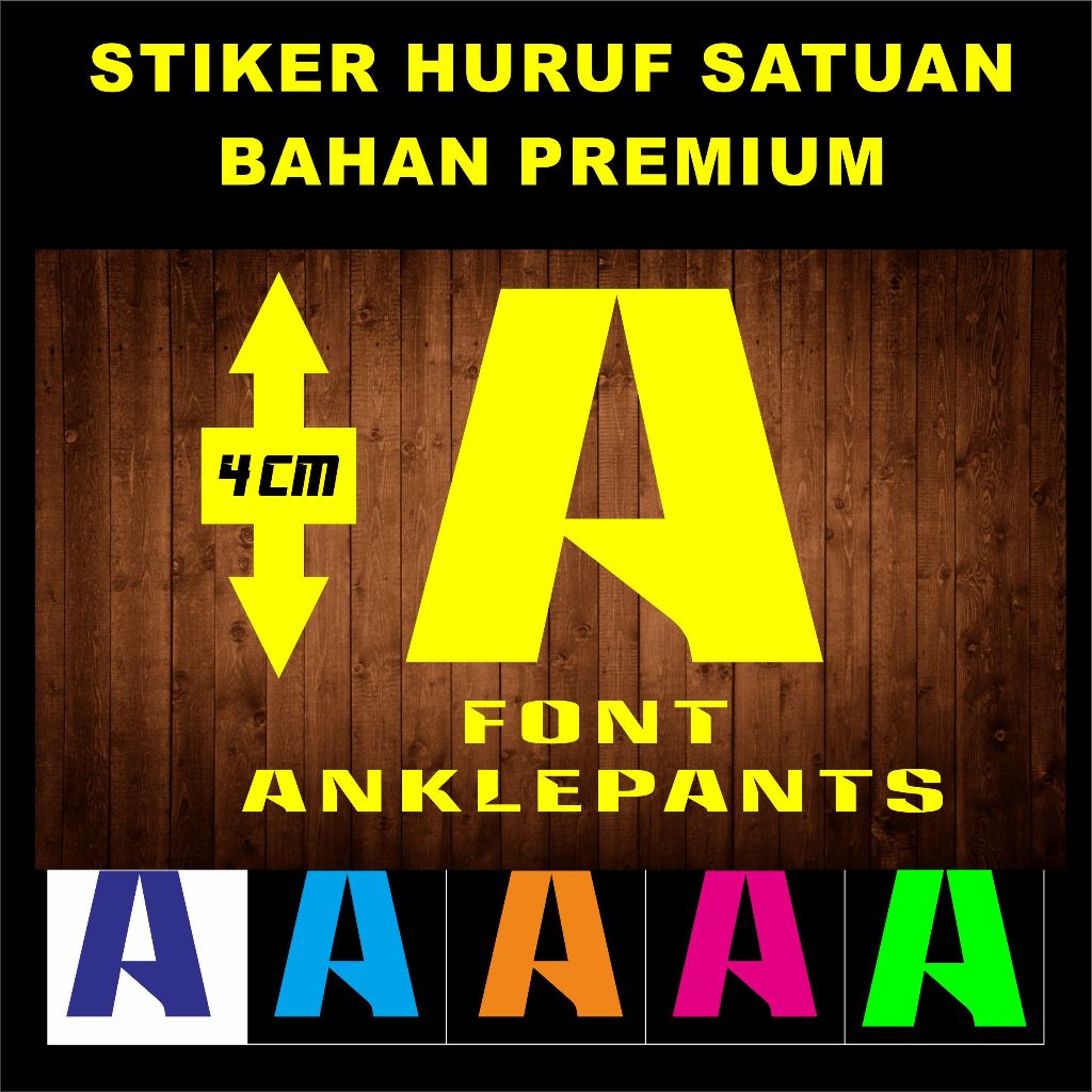 

STIKER CUTTING HURUF -WARNA KUNING - NAMA FONT ANKLEPANT UKURAN TINGGI 4 cm - BAHAN VINYL MENYALAH