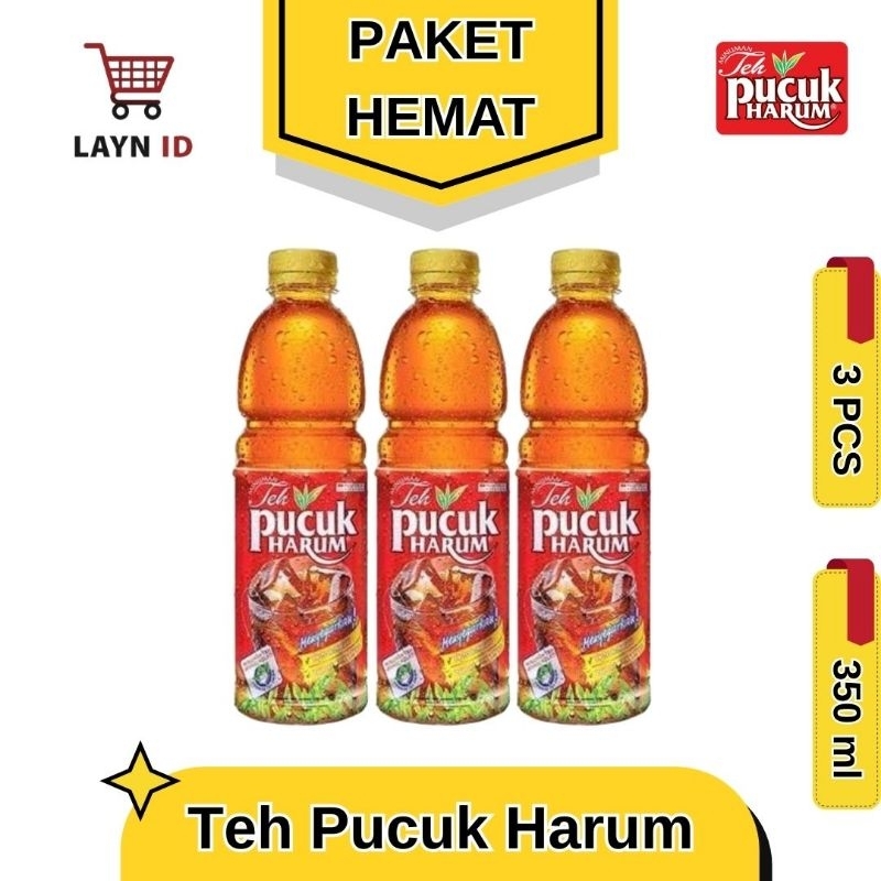 

Teh Pucuk Harum 350 ml PAKET HEMAT 3 PCS - Minuman teh rasa teh melati dan Less sugar tanpa gula