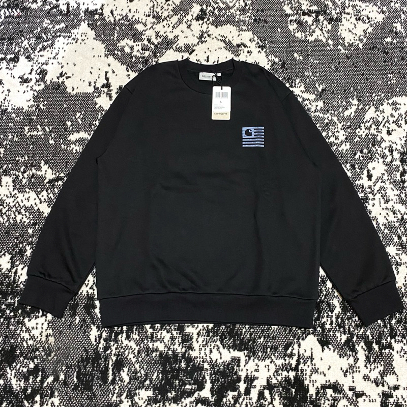 CARHARTT WIP LABEL STATE FLAG SWEAT BLACK / MISTY SKY
