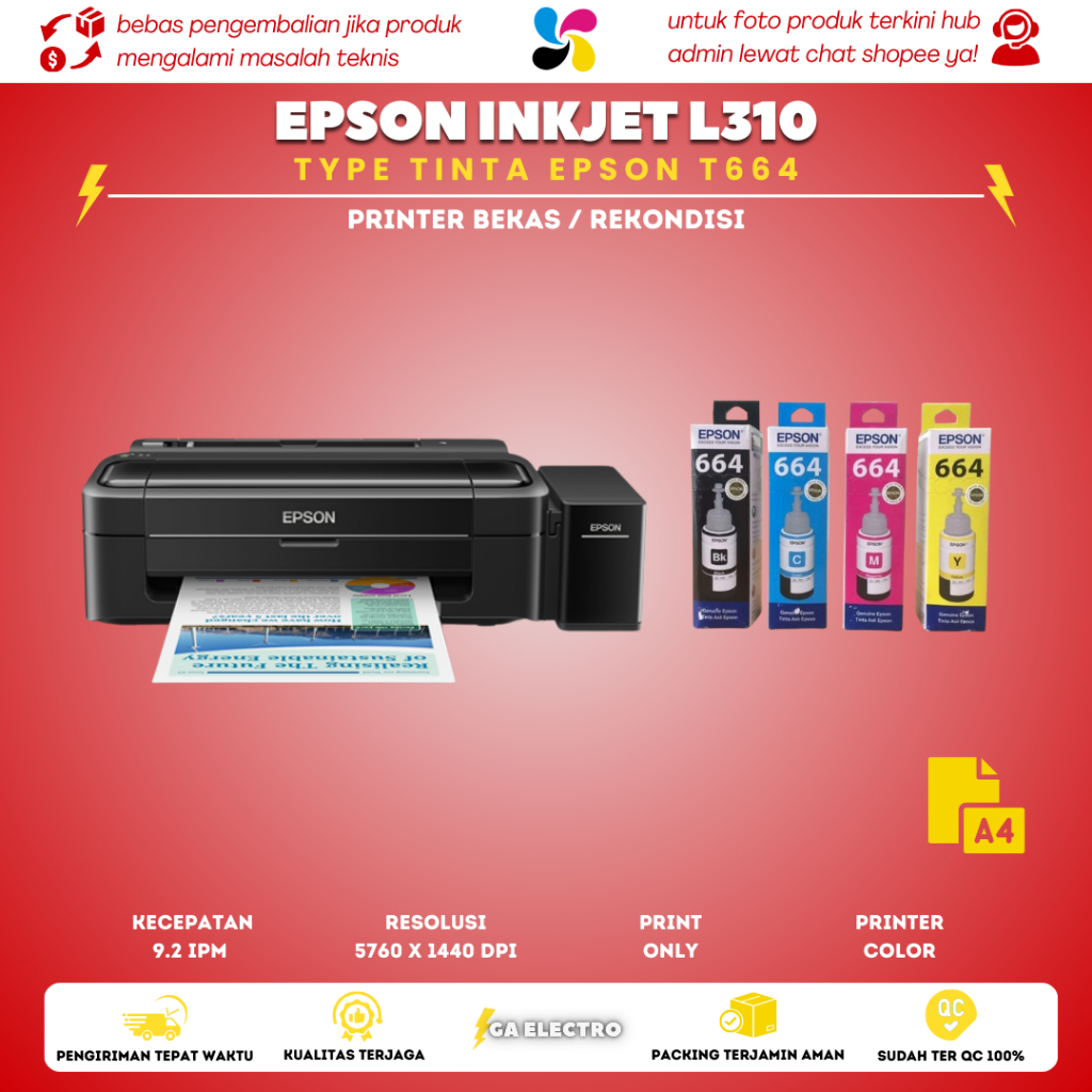 Printer Epson L310 Color (second Bergaransi)