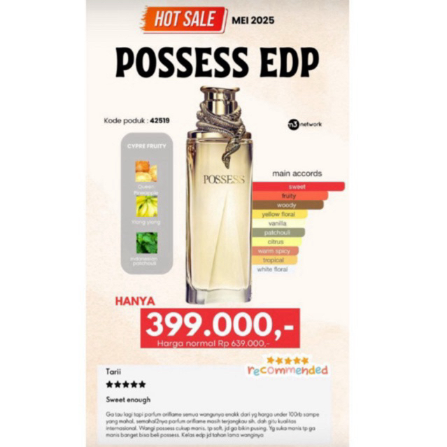 Posses Parfum Oriflame/Parfum tahan lama/ Edp