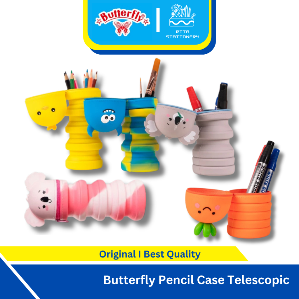 

Butterfly Tempat Pensil Elastis Anak perempuan / Laki-Laki Sekolah I Silicone Pencil Case (Telescopic)