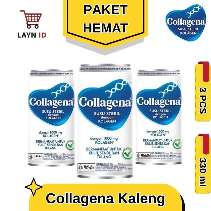 

Collagena 189ml PAKET HEMAT 3 KALENG - Susu Steril dengan 1000MG Kolagen