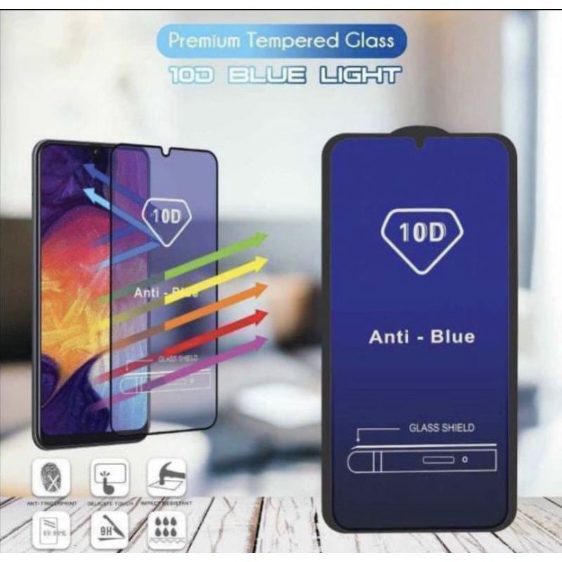 Tampered Glass Blue OPPO A16/ A16S/ A17/ A17K/ A18/ A59 2023/ A5 2020 Tg Blue Oppo Tg full layar Opp
