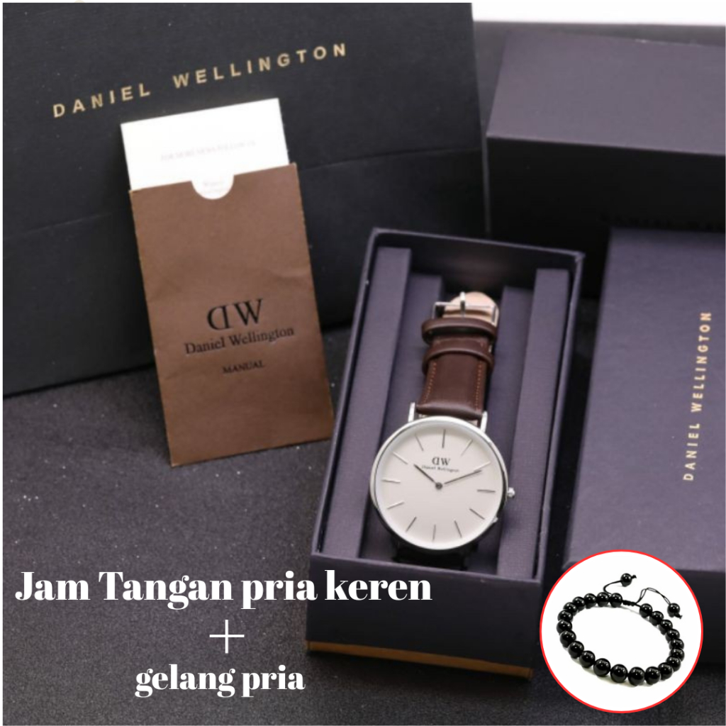 TERMURAH DI SHOPEE - COKLAT(BISA COD) JAM TANGAN PRIA - WANITA DW PREMIUM TALI KULIT ANALOG