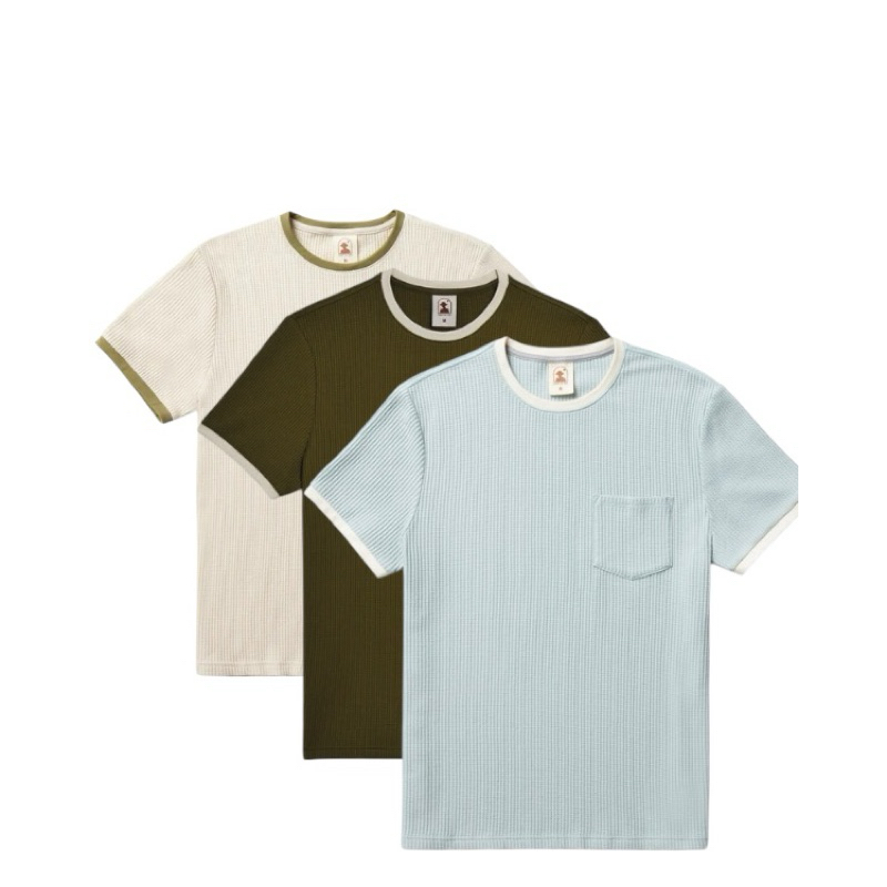 Kaos Pocket Waffle Pria Lengan Pendek Paket 3  Baju Polos Berkantong