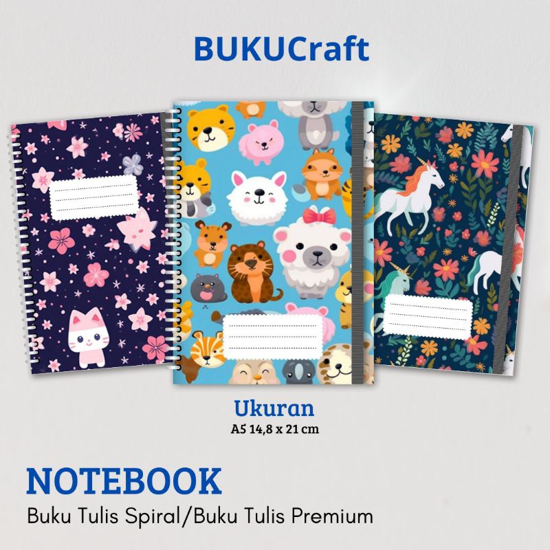 Buku Tulis Catatan buku notebook buku diary Notebook Spiral A5 60 Lembar koleksi cover Estetik Anima