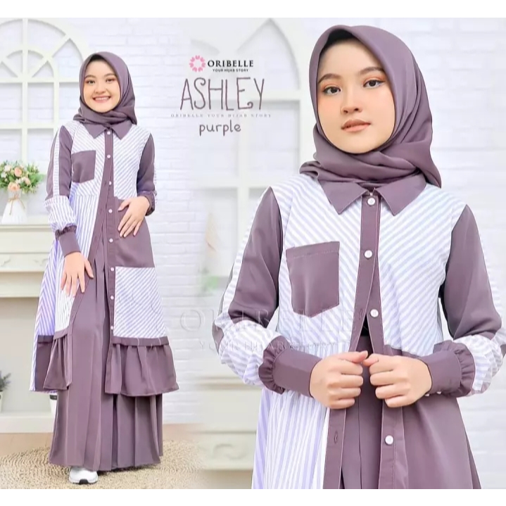 Ashley KIds Gamis Anak Lebaran 2025 | Gamis Anak Perempuan Set Rok | Baju Anak Perempuan Kece