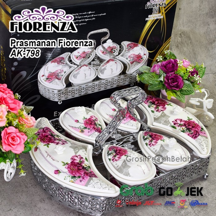 Prasmanan Wadah Saji Keramik Rak Motif Bunga Fiorenza AK-798