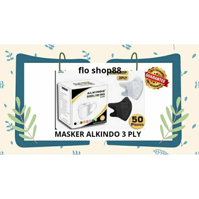 A - MASKER ALKINDO 3PLY 50PCS / MASKER ALKINDO 3 PLY / MASKER ALKINDO PUTIH / MASKER ALKINDO HITAM