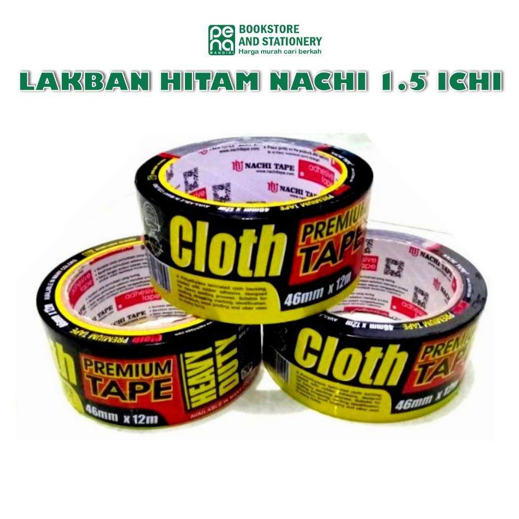

Plakban Lakban Kain Hitam Cloth Tape NACHI 2 inch Hitam / Roll
