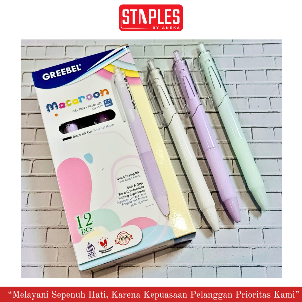 

Greebel Pena Gel Pastel / Gel Pen Macaroon GP-512 0.5 Hitam (12pcs) / Bolpen Lucu / Ballpen Ballpoint