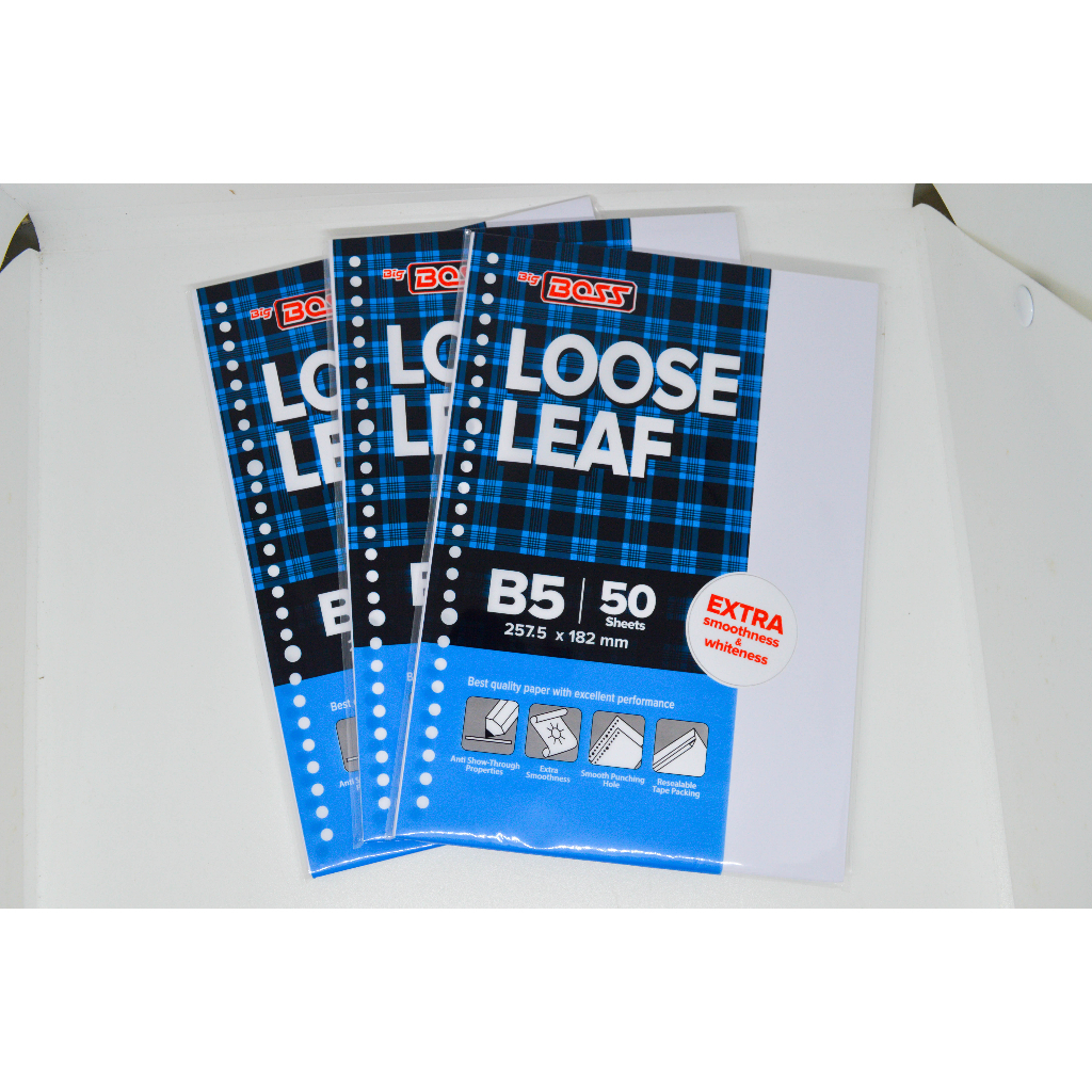 

Kertas Loose Leaf B5 Plain isi 50 Lembar / Isi Binder Big Boss Polos
