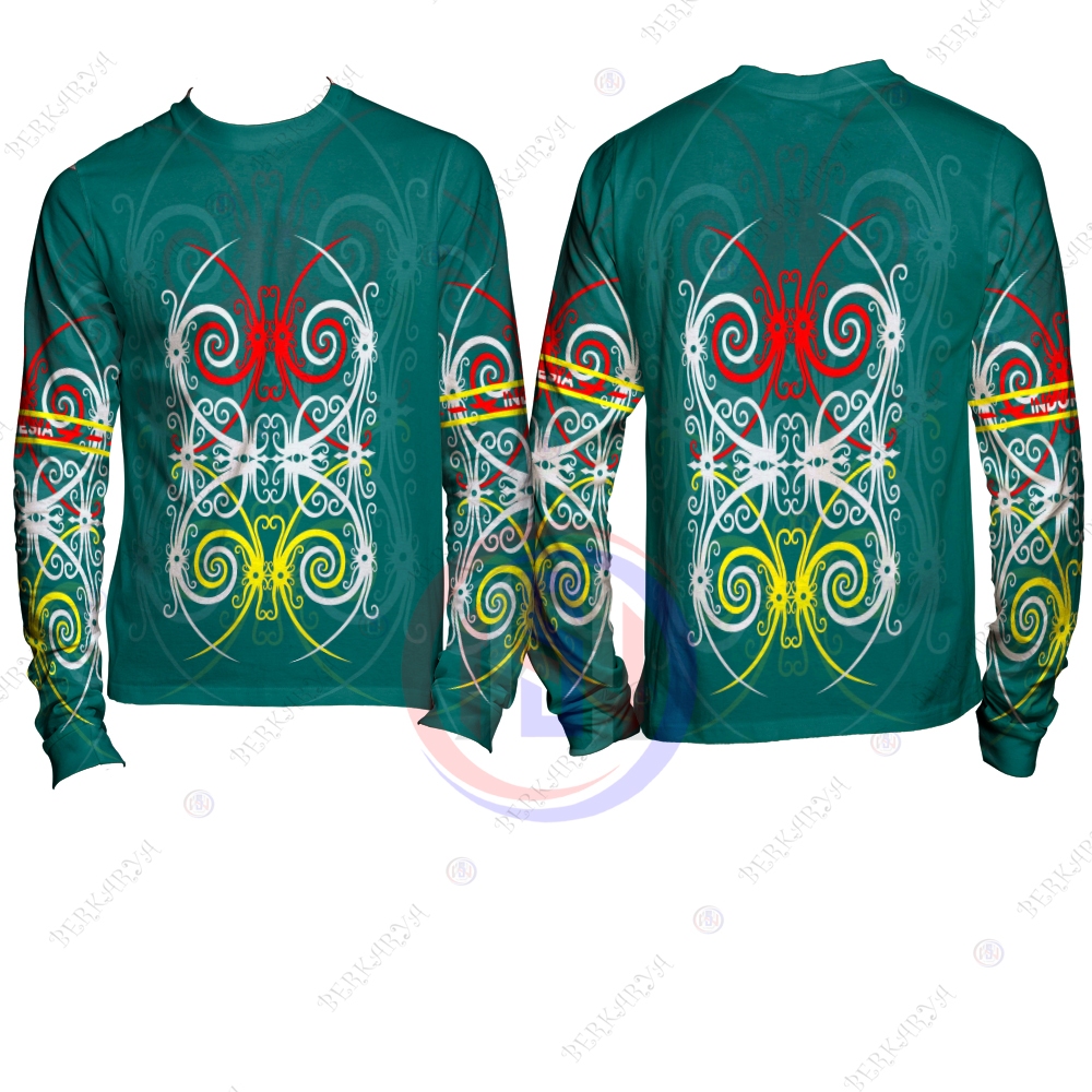 Kaos Batik Kalimantan lengan panjang / Jersey Batik Kalimantan /Jersey Batik Dayak /Kaos Motif Batik