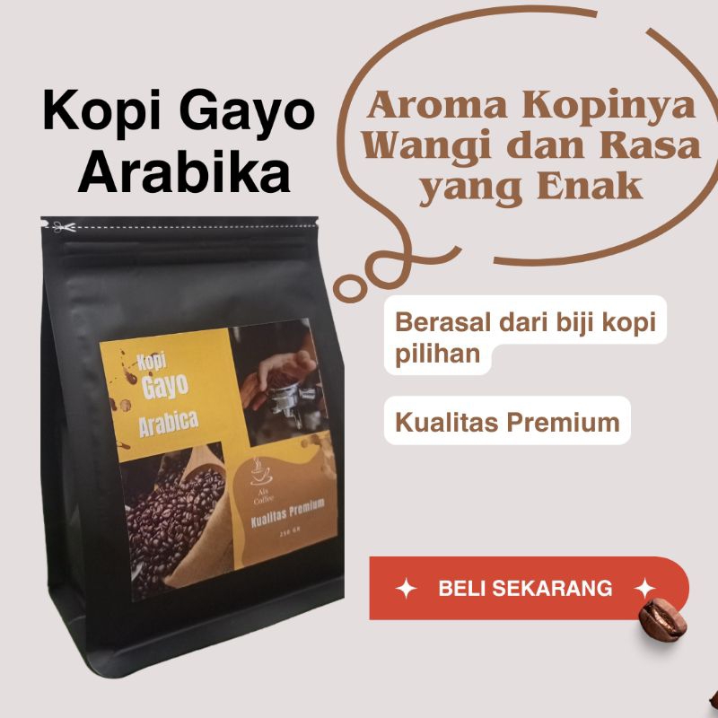 

Bubuk Kopi Arabica Beans Espresso Premium Coffee Arabika Roast Gayo Aceh Biji Super 250 gr Sedap Wangi