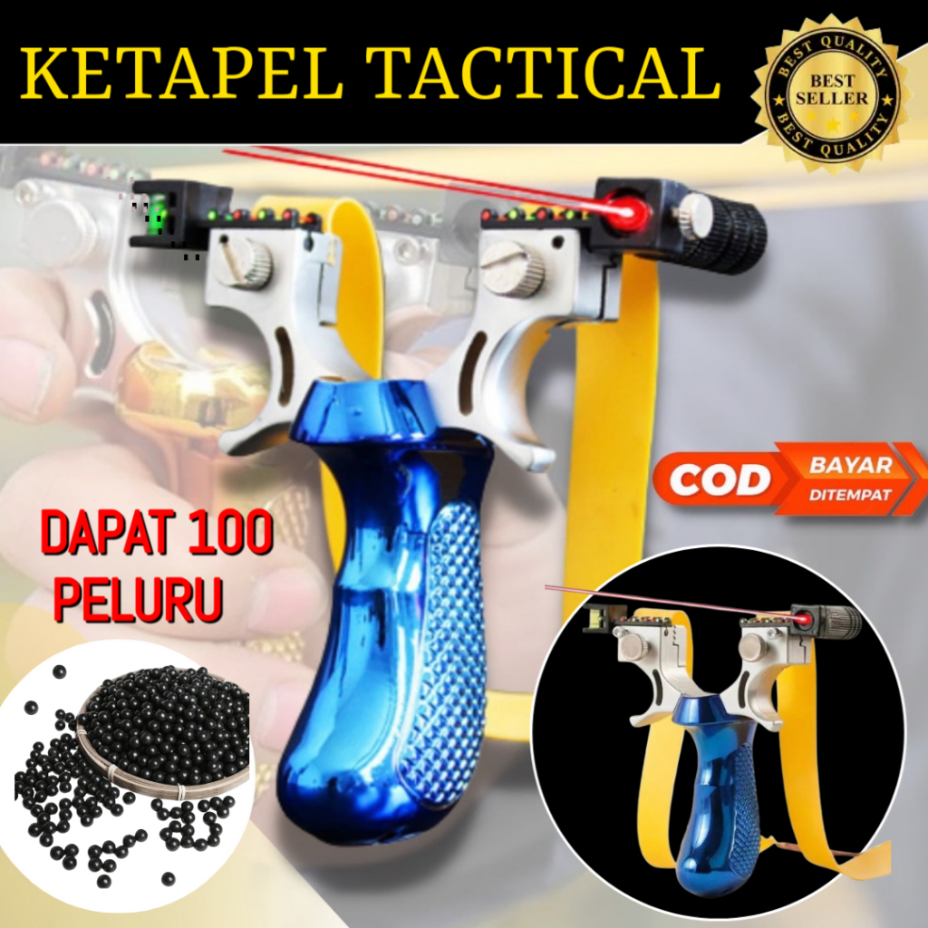 Ketapel Berburu Plintengan Burung Ikan dengan Laser Allumunium Premium Tactical Slingshot with Laser