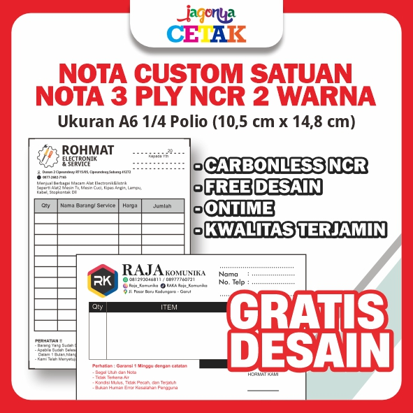 

NOTA CUSTOM SATUAN MURAH NCR_3PLY_2 WARNA UKURAN A6