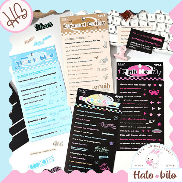 

1 set isi 4 lembar heart voice word stickers deco stiker quotes kata mutiara journaling scrapbook HB1967