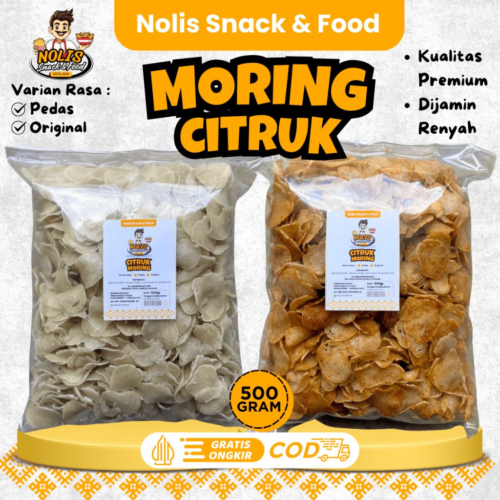 

500gr - Moring Citruk Kriuk Gurih Pedas Khas Tasikmalaya / Cemilan Molring Nolis Snack