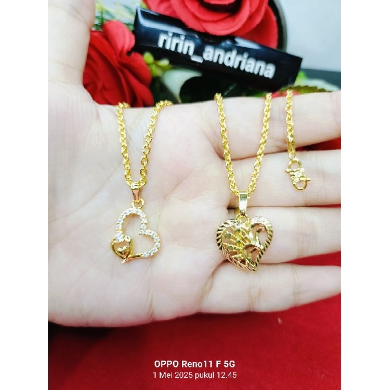 kalung Nuri kecil love 8 45cm dan 50cm lapis emas 24k