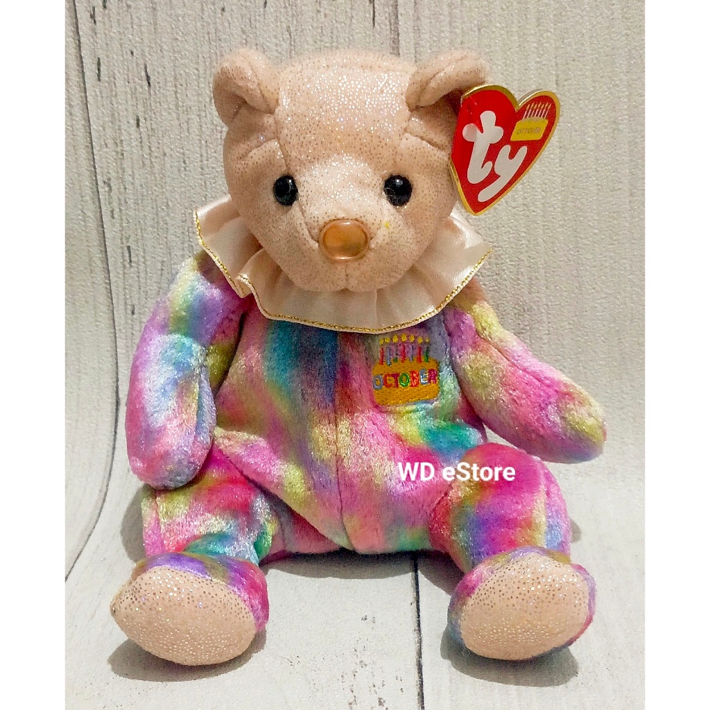Boneka Ulang Tahun Teddy Bear TY Beanie Baby October Birthday Bear