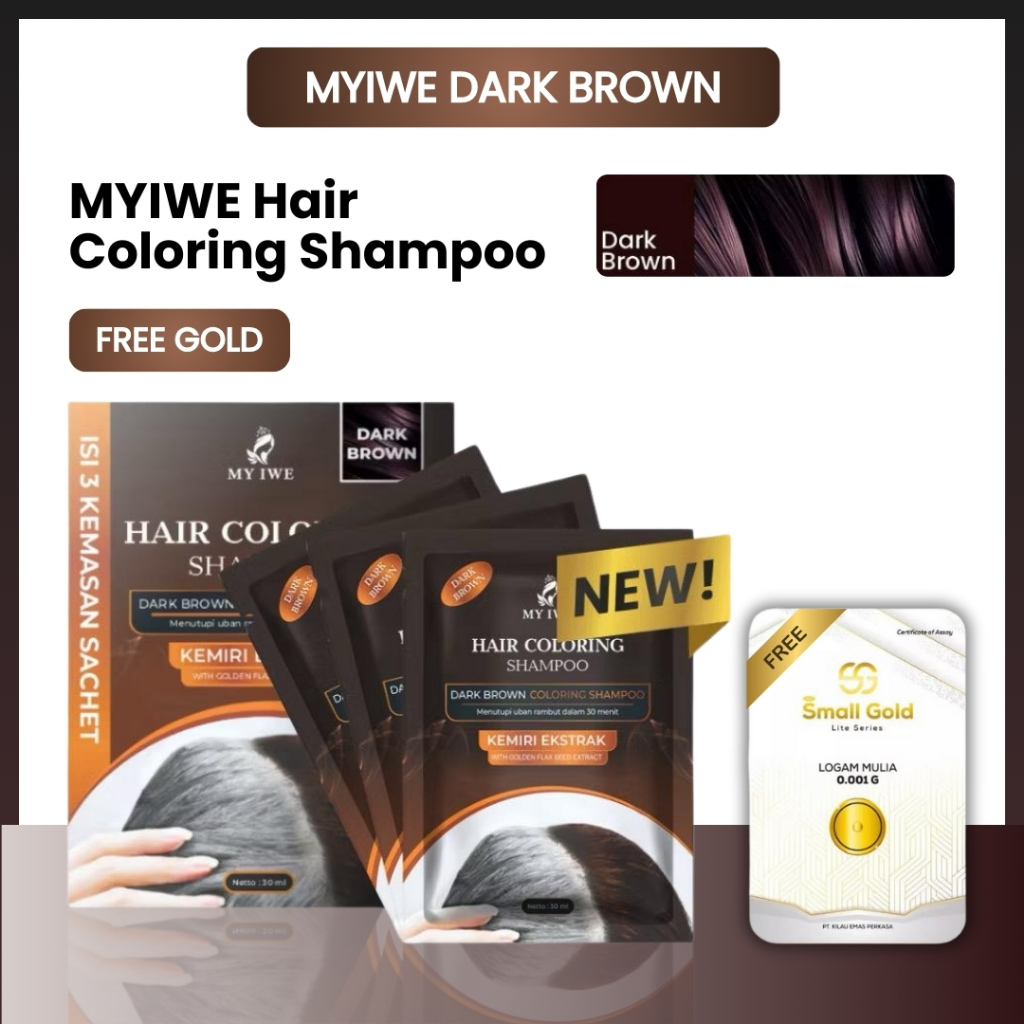 Myiwe Shampo Penghilang Rambut Beruban Alami Sachet Isi 3 Dark Brown