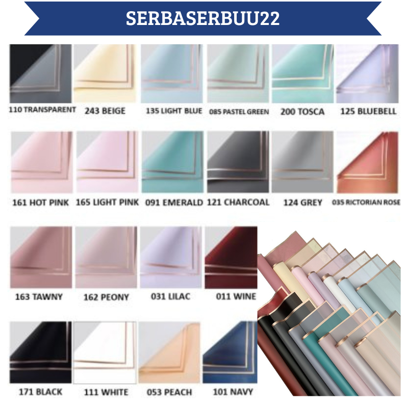 

[20 Lembar] Flower Wrapping Varian List Gold Solid Premium Paper Florist Kertas Buket Bunga Korea Cellophane List Gold Solid Bold Premium Quality Merek Sinowrap Kb01