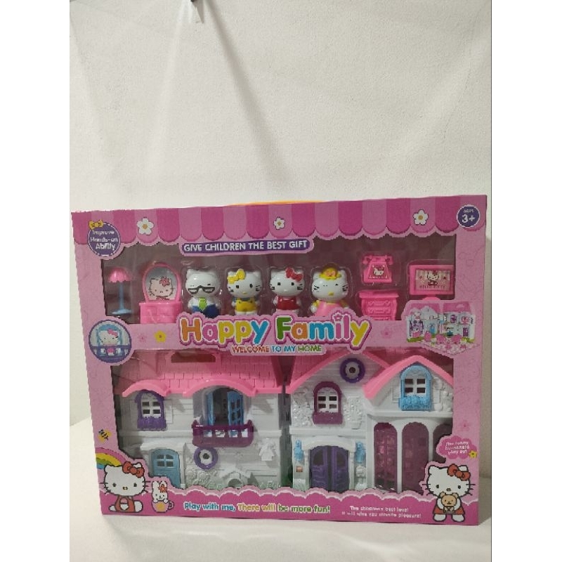 KIDZOONAA- HAPPY FAMILY RUMAH HELLO KITTY  NO.596A / MAINAN RUMAH-RUMAHAN HELLO KITTY