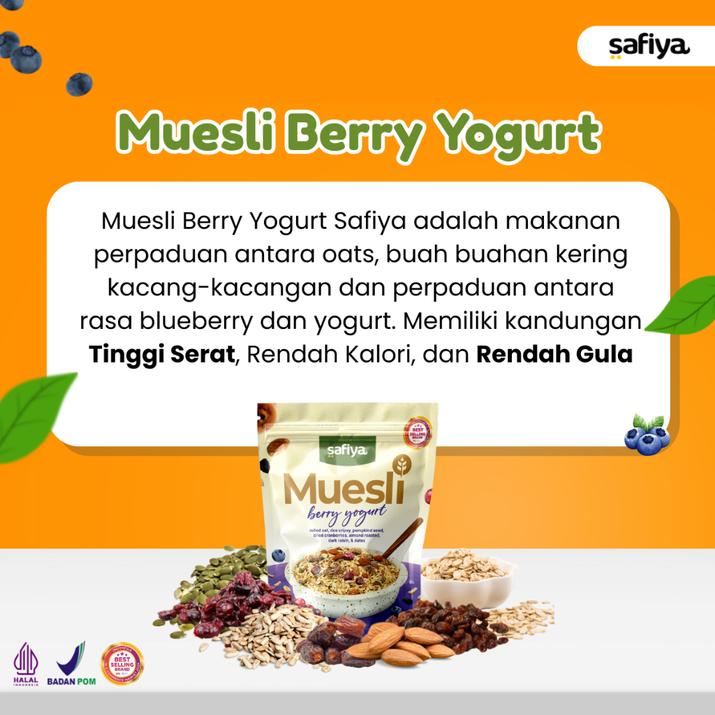 

QH Safiya Muesli Berry Yogurt 500 Gram Sereal With Almond Premium