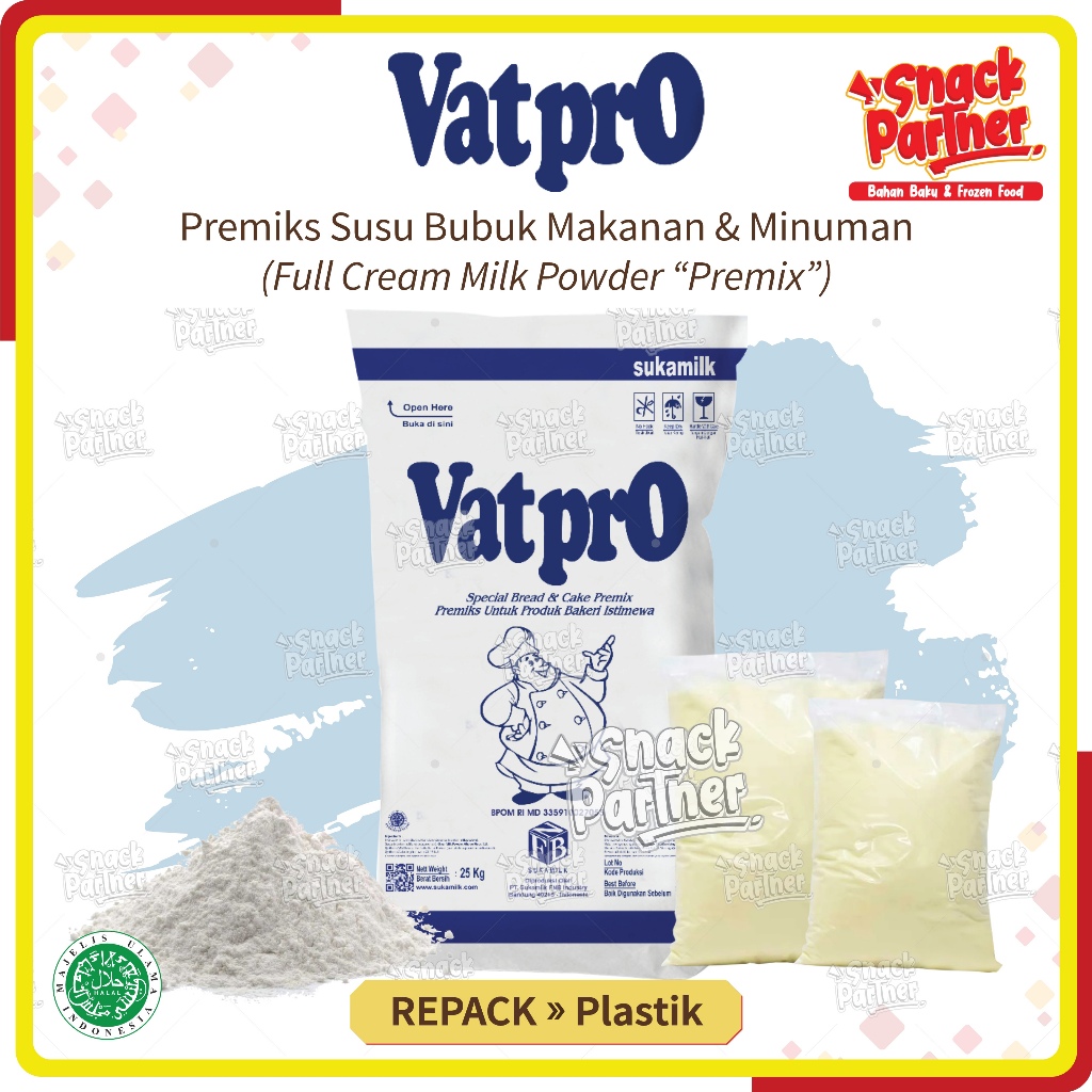 

VATPRO Susu Bubuk Premiks REPACK 100 / 250 / 500 GR - Premix Full Cream Milk Powder Susu Bubuk Premiks Makanan Minuman Drink Cooking Baking 100GR 250GR 500GR