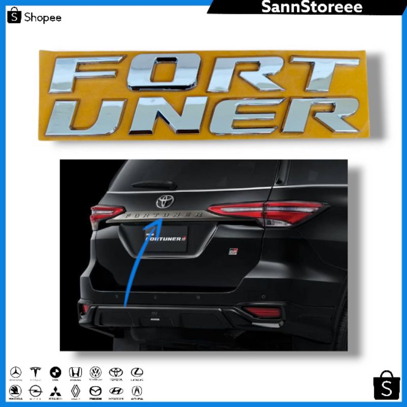 Emblem Tulisan FORTUNER Chrome Original/ Emblem Bagasi & Kap Mesin Mobil Fortuner
