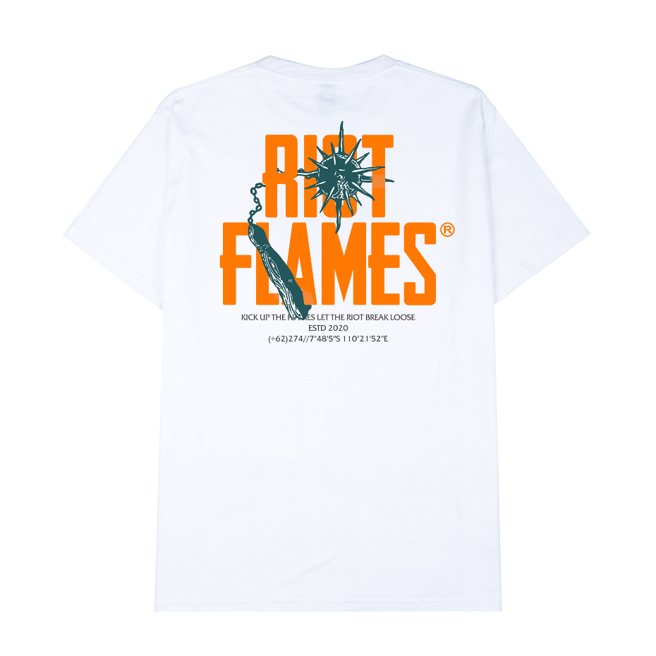 RIOT FLAMES Kaos Pria - FLAIL RIOT - White