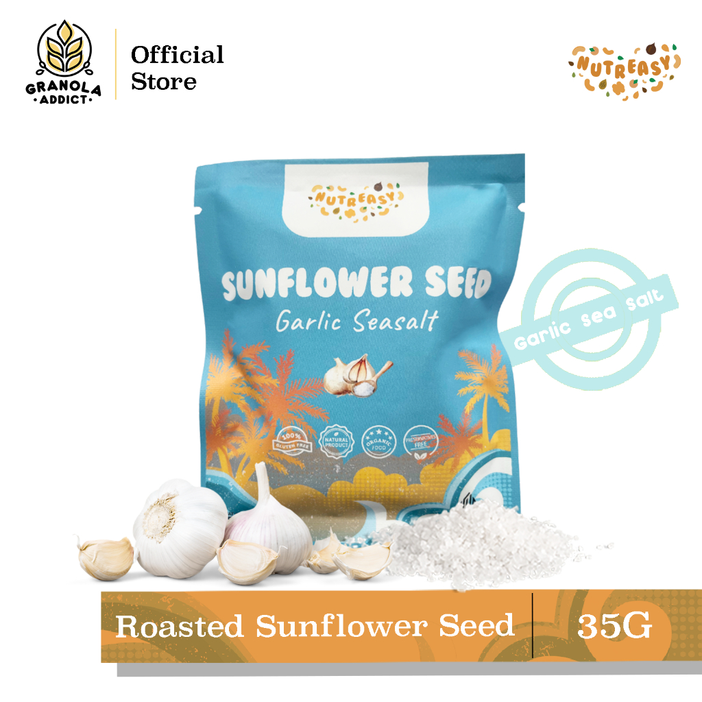 

Granola Addict - Nutreasy Roasted Sunflower Seed (Garlic Sea Salt) / Kuaci Rasa Asin Bawang 35G