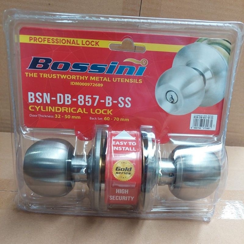 ATS BOSSINI Kunci Handle Pintu Kamar Mandi Bulat BOSINI 857 Stainless Door Knob Lock Selot Konci