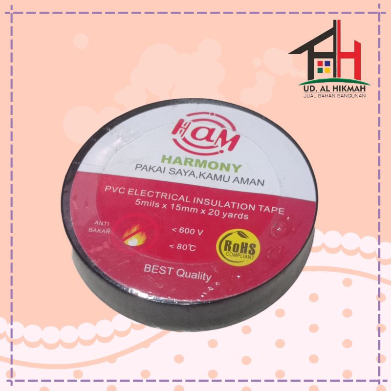 

HARMONY Isolasi Hitam 15MM x 20 Yard SELOTIP HAM JAMIN 15MM FULL