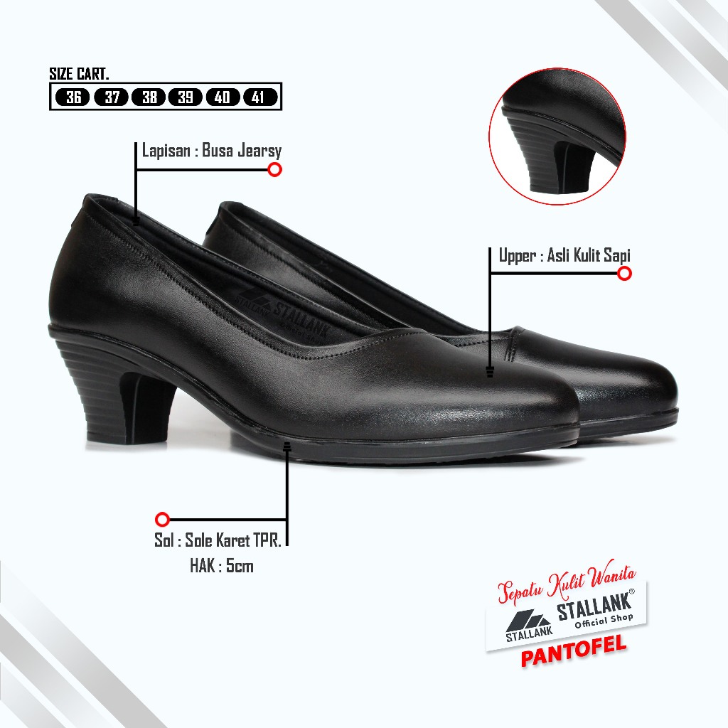 STALLANK || Sepatu Pantofel Formal Wanita Asli Kulit