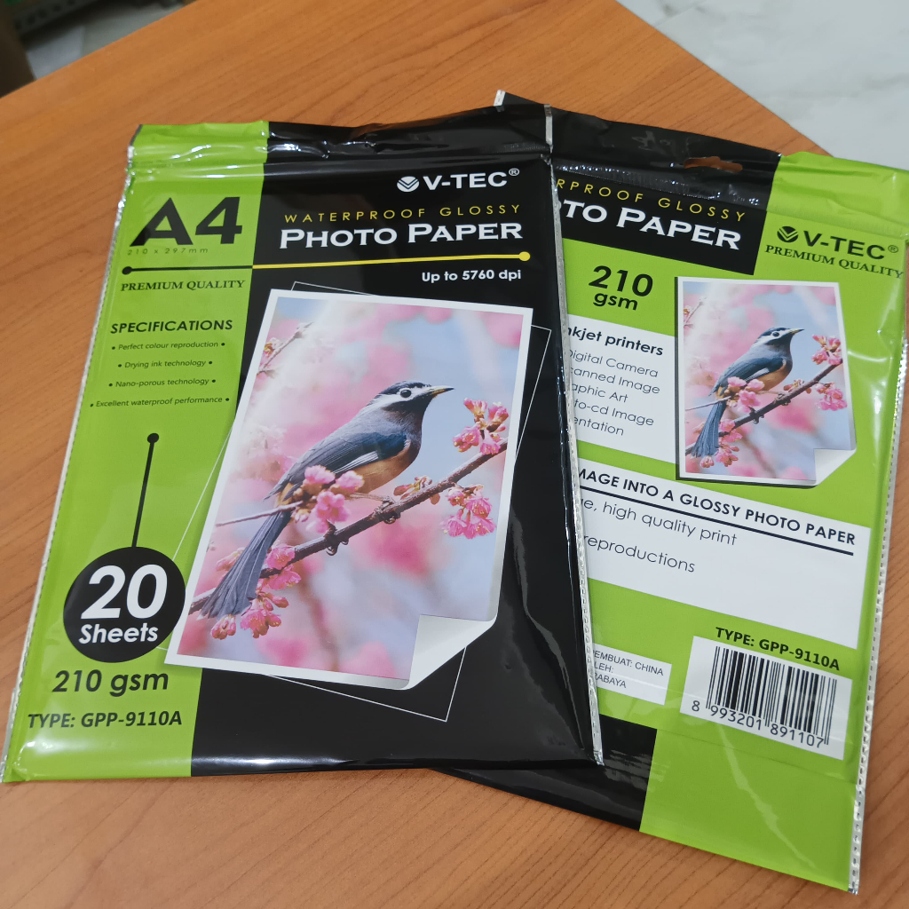 

V-TEC Kertas Foto Photo Paper Glossy VTEC A4 210 gsm