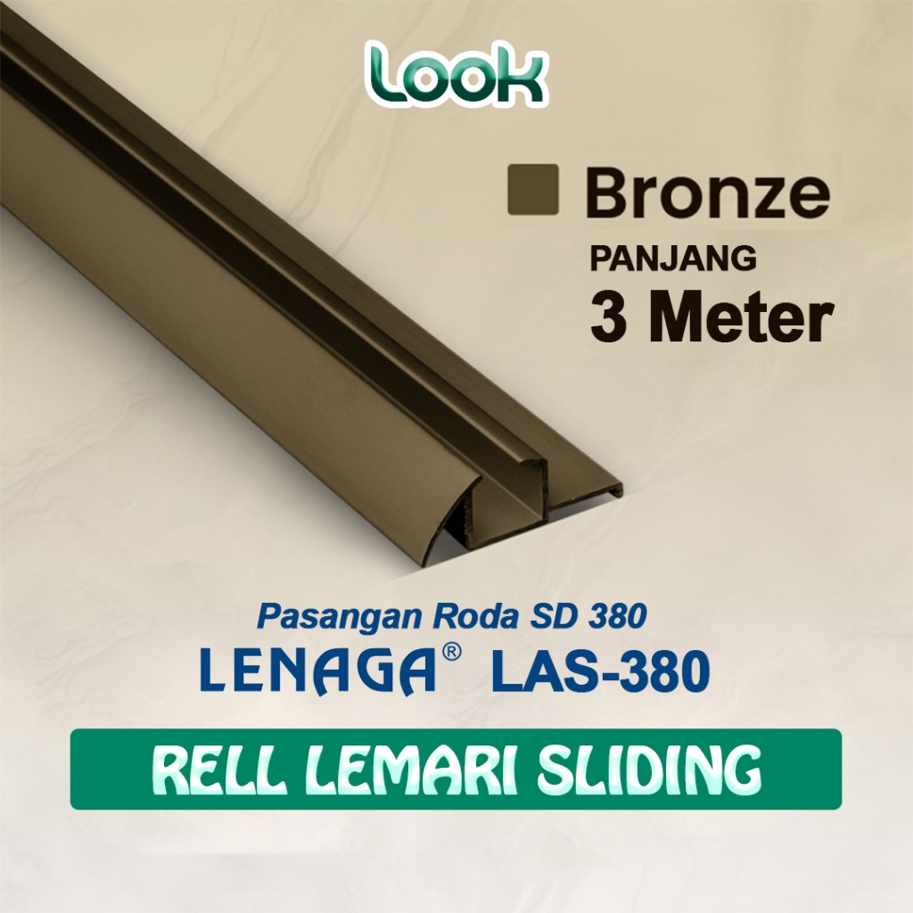 [ 3 Meter ] Rel Pintu Lemari Sliding LAS - 380 Timbul Lenaga 3 Meter | Pintu Lemari Sliding / Geser
