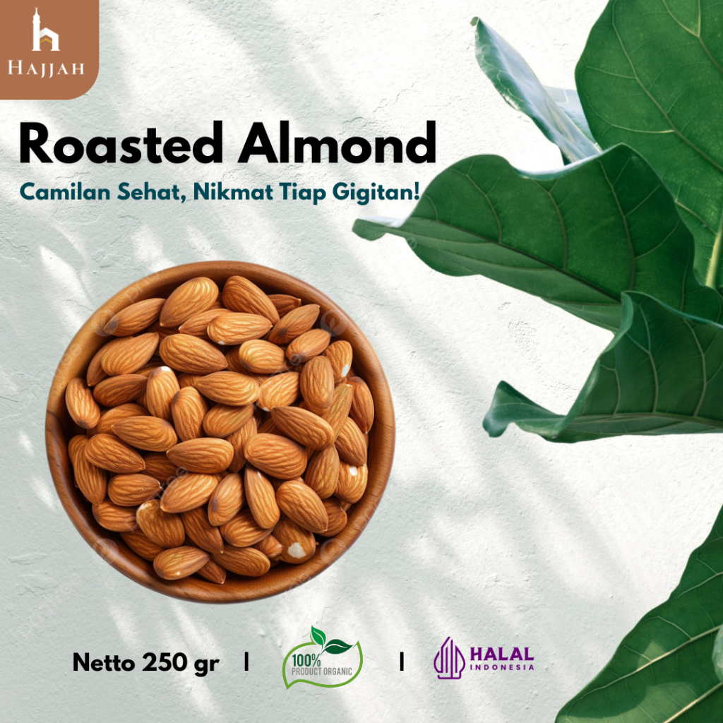 

Almond Roasted 250gr Grade "A" Premium Organik / Alomond Panggang Original Natural COD Makassar