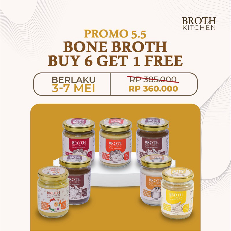 

PROMO 5.5 - BONE BROTH BY BROTH KITCHEN - BUY 6 GET 1 FREE