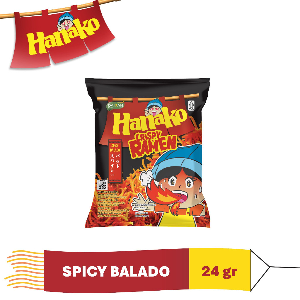 

Hanako Snack Crispy Ramen Spicy Balado 24 gr
