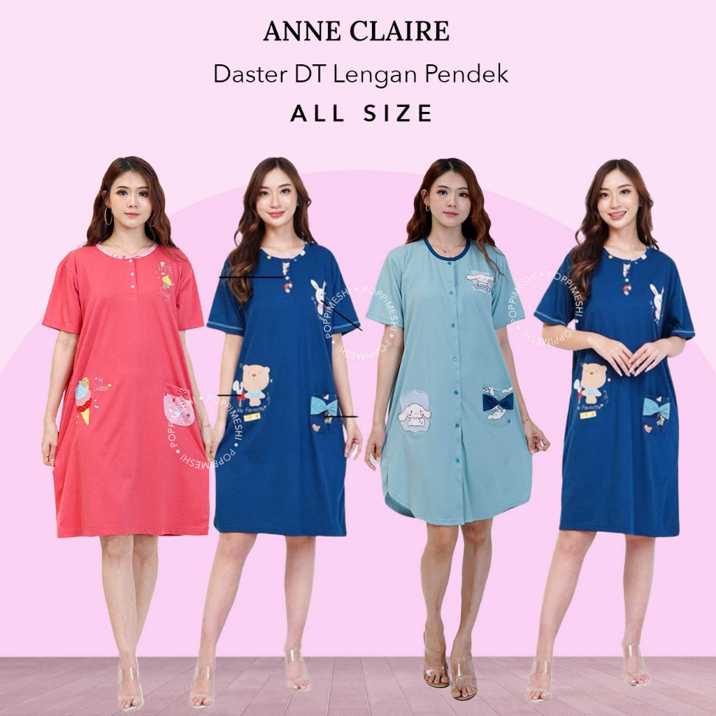 ANNE CLAIRE | DT Daster Lengan Pendek All Size Anne Claire Bumil Busui Oblong Baju Tidur Mamasize