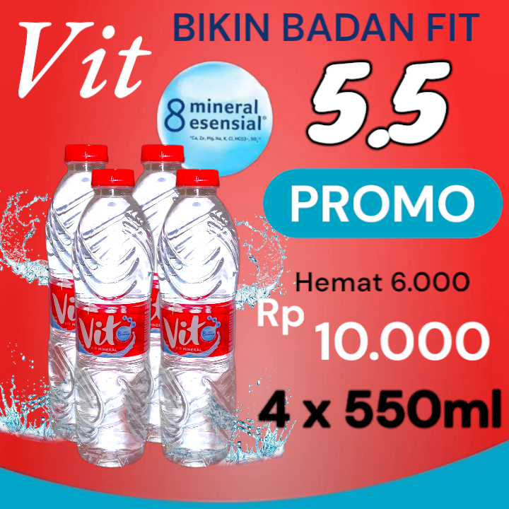 

Air Mineral VIT Botol 550 ml - Air Minum Kemasan - Mineral Water